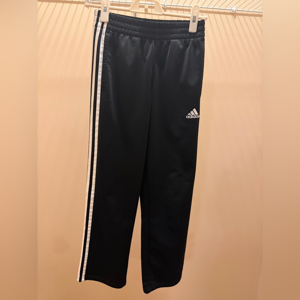 adidas Kids Black Joggers with White Side Stripes